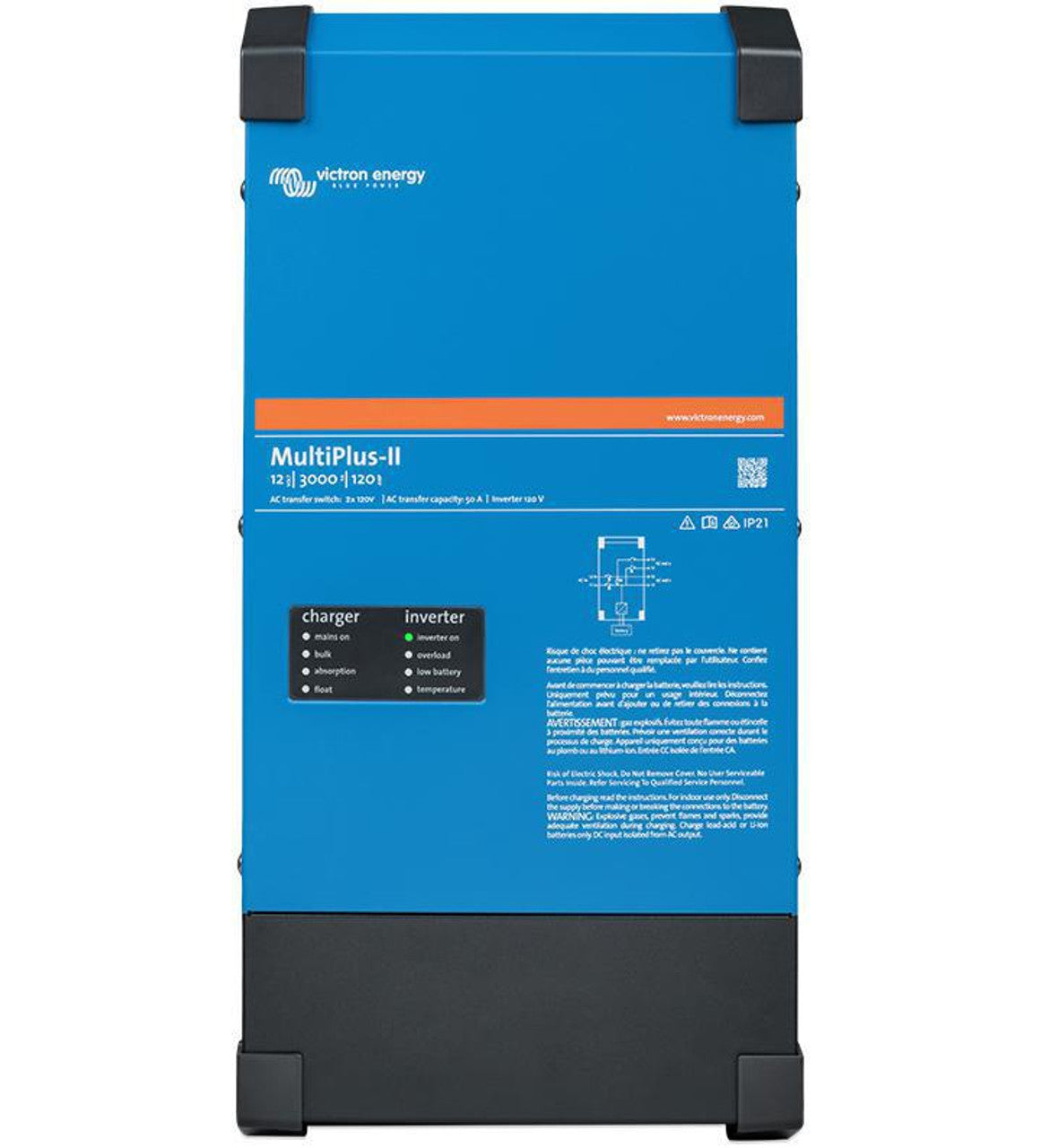 Victron Energy MultiPlus-II 24/3000 | 24V Input | 3000VA Output 120V VE.Bus | 70A Charger | Transfer Switch | UL 1741